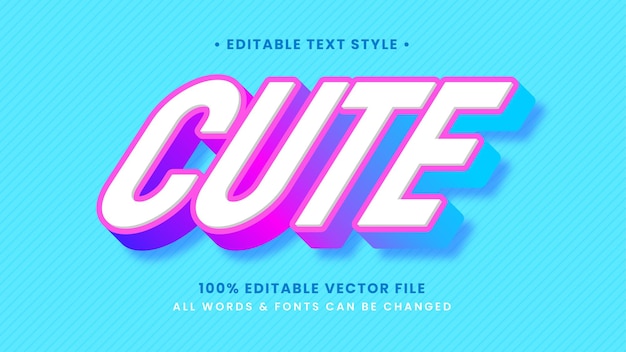 Effet De Style De Texte 3d Candy Girly Mignon. Style De Texte D'illustrateur Modifiable.