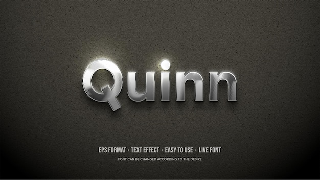 Effet de style de texte 3d couleur métallisée argent
