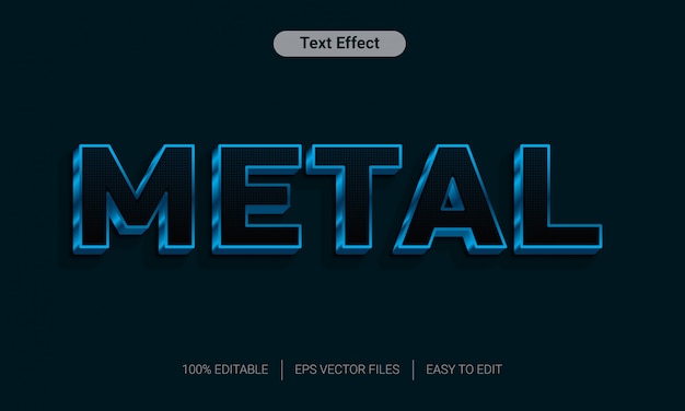 Effet De Style De Texte 3d Métal Noir Bleu Chrome