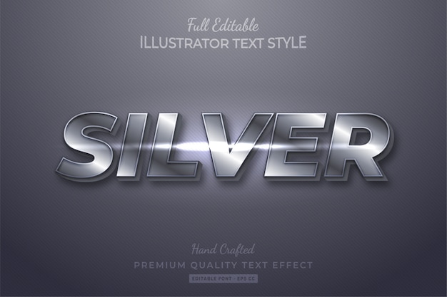 Effet De Style De Texte 3d Modifiable En Argent Premium