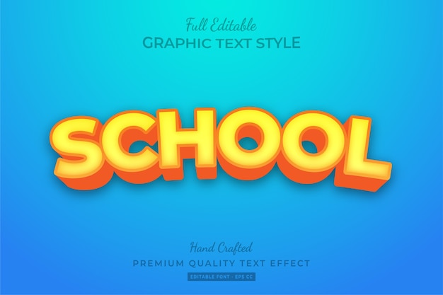 Effet De Style De Texte 3d Modifiable Par L'école