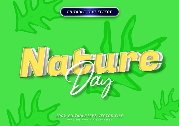 Effet De Style De Texte 3d Nature Jour Vert Modifiable