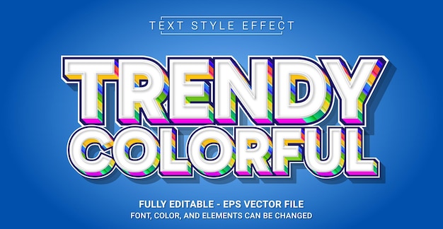 Vecteur effet de style de texte coloré à la mode modèle de texte graphique modifiable