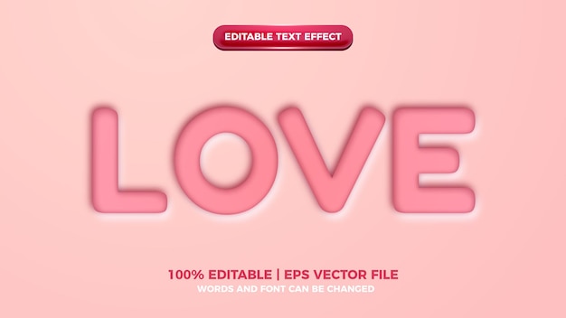 Effet De Style De Texte De Découpe D'amour Rose Modifiable