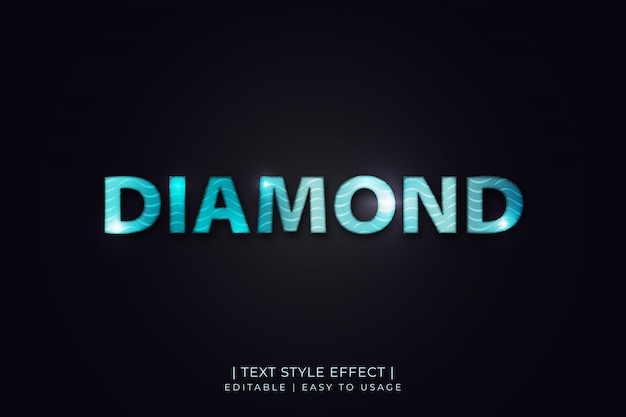 Effet De Style De Texte Diamant Brillant Avec Texture De Vague