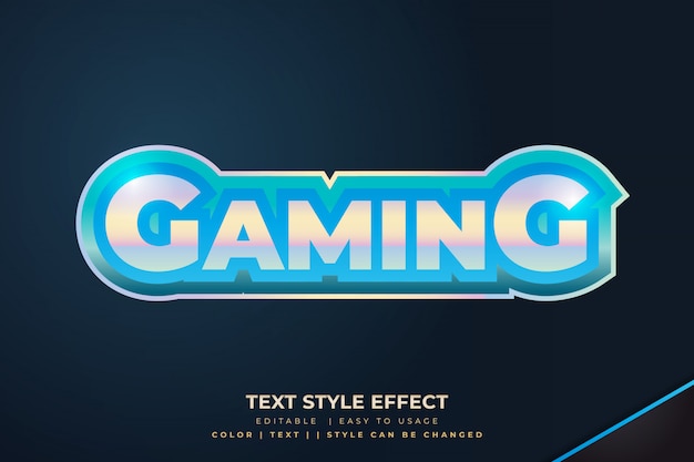 Vecteur effet de style de texte de jeu 3d avec dégradé bleu et argent