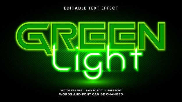 Effet de style de texte modifiable au néon de lumière verte