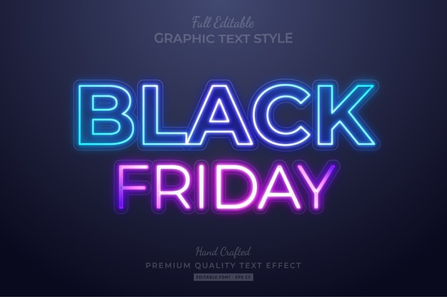 Effet de style de texte modifiable Black Friday Neon