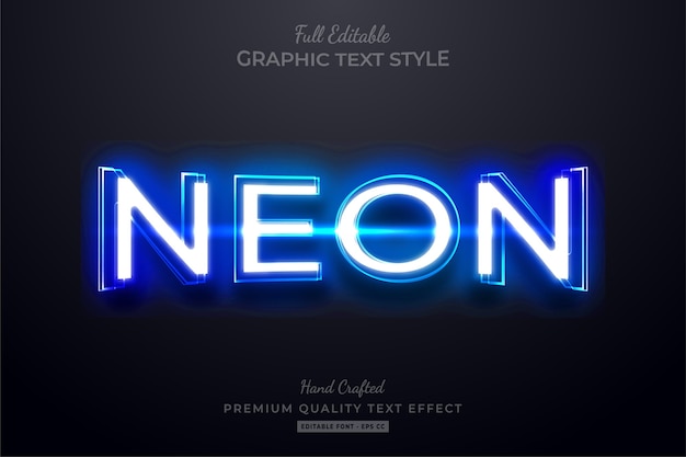 Effet De Style De Texte Modifiable Bleu Néon