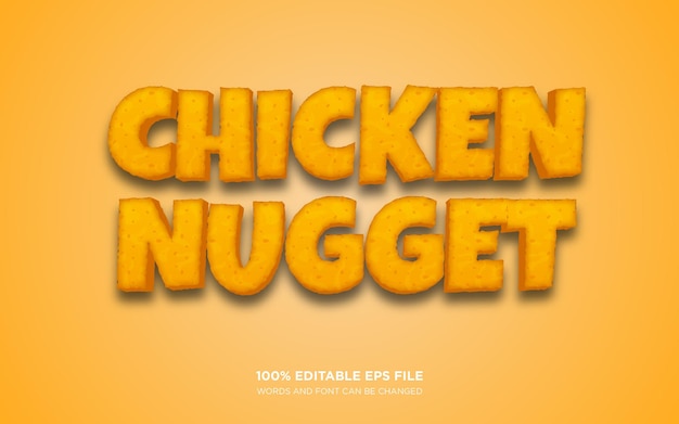 Vecteur effet de style de texte modifiable chicken nugget 3d