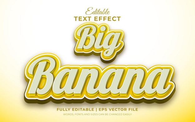 Effet de style de texte modifiable jaune grosse banane 3d