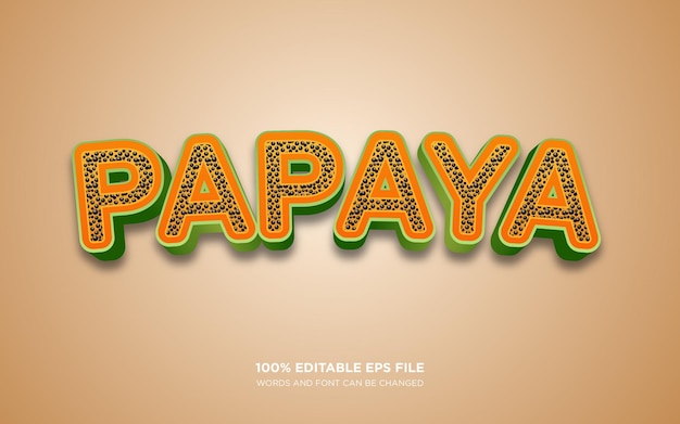 Effet De Style De Texte Modifiable Papaye 3d