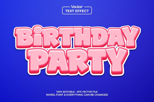 Vecteur effet de style de texte modifiable pour fête d'anniversaire 3d