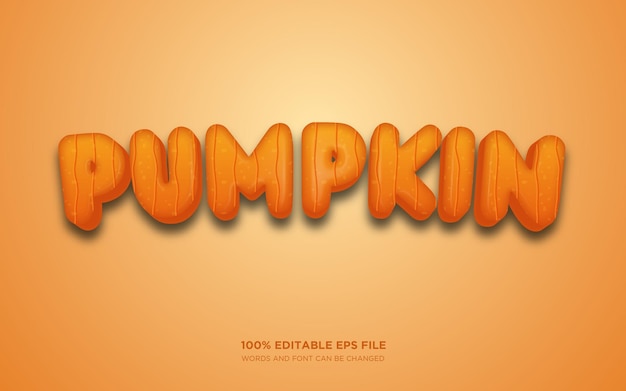 Vecteur effet de style de texte modifiable pumpkin 3d