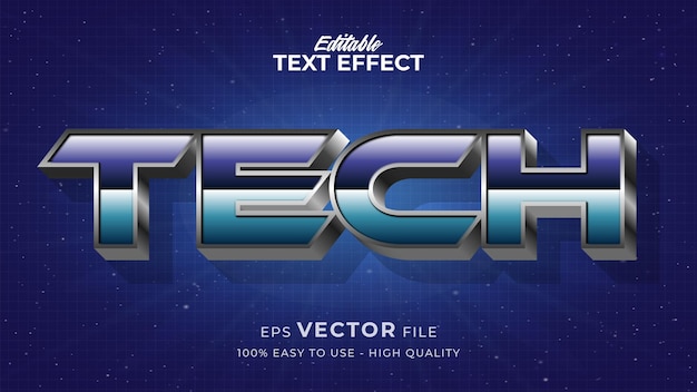 Vecteur effet de style de texte modifiable - thème de style de texte tech retro