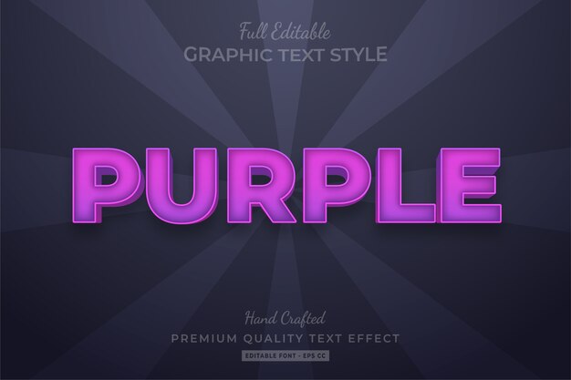 Vecteur effet de style de texte personnalisé modifiable violet premium