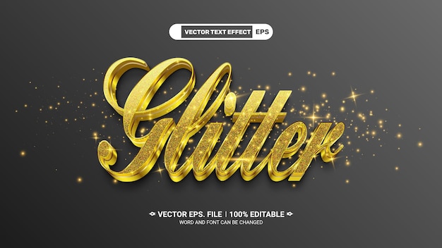 Effet de style de texte vectoriel d'éclat doré brillant sur un fond brillant doré