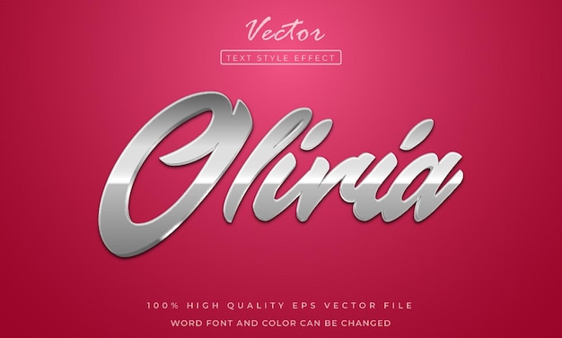 effet de style de texte vectoriel avec modèle d'écriture argenté classique de luxe