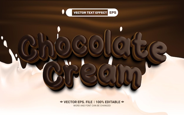 Effet de style de texte vectoriel modifiable crème au chocolat 3d