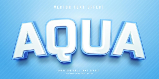 Vecteur effet de texte 3d aqua bleu doux