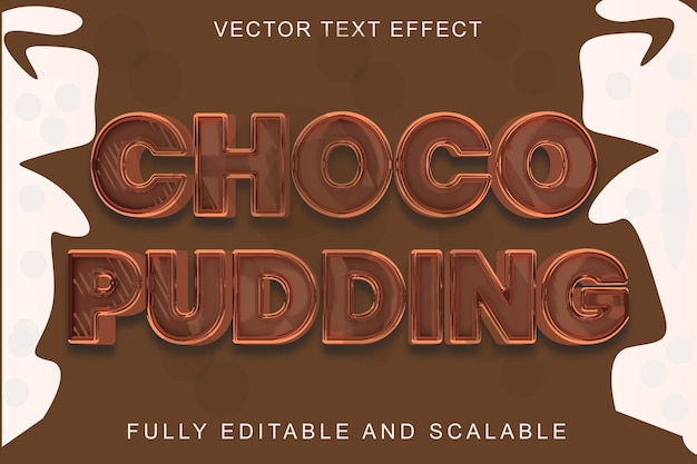 Vecteur effet de texte 3d au pudding au chocolat