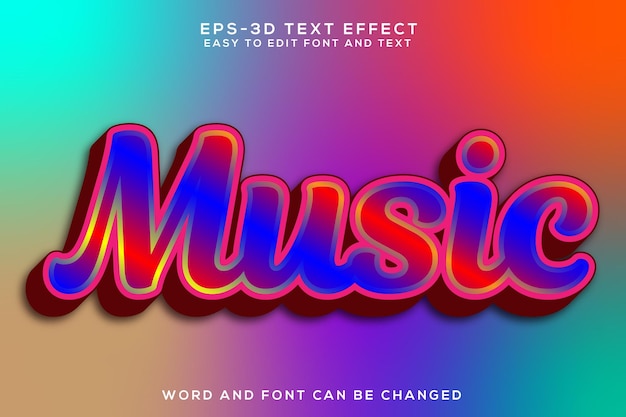 Effet de texte 3D coloré de musique