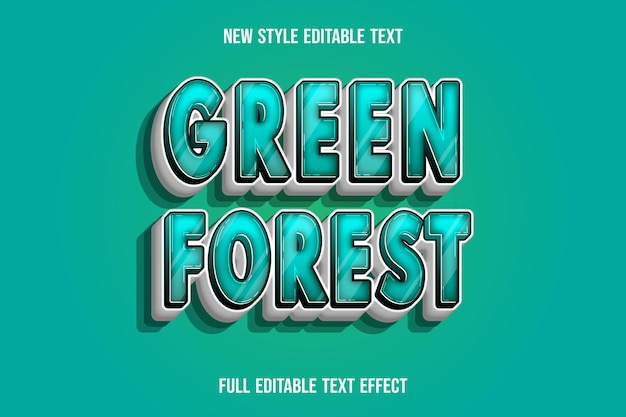 Effet De Texte 3d Couleur Forêt Verte Dégradé Vert Et Blanc