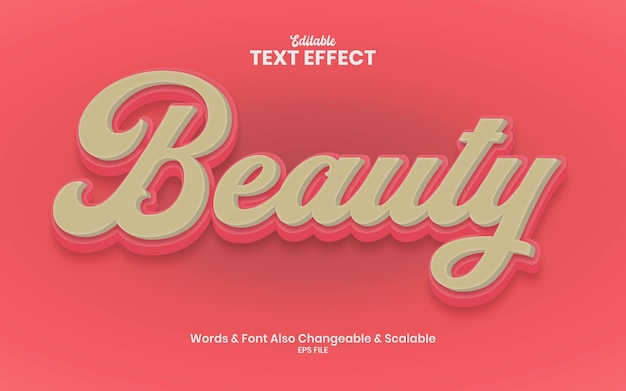 Vecteur effet de texte 3d de couleur rose beauté