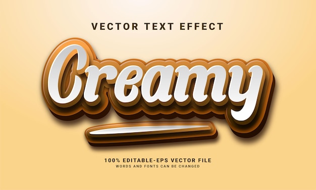 Effet De Texte 3d Crémeux. Effet De Style De Texte Modifiable, Adapté Au Menu De Plats Sucrés Avec Thème Crème