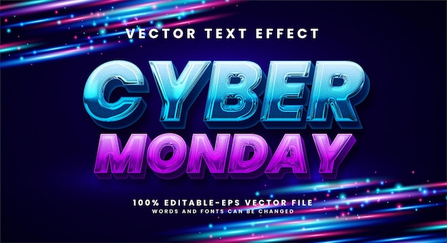 Effet De Texte 3d Cyber Monday. Effet De Style De Texte Modifiable Avec Le Thème Du Nouvel An.