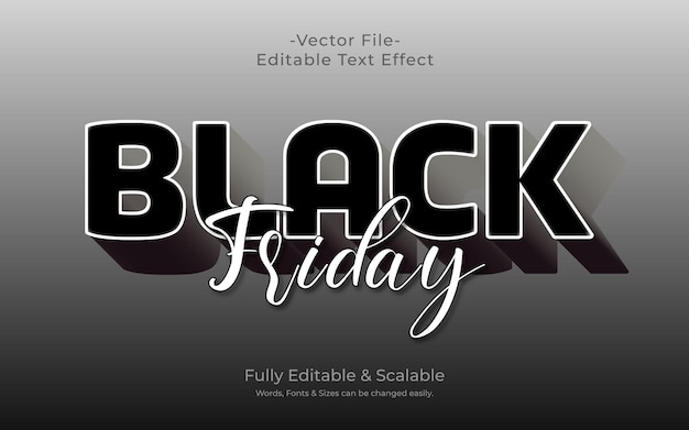 Effet de texte 3D du Black Friday entièrement modifiable dans Illustrator Vector