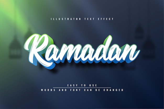 Effet de texte en 3D du Ramadan