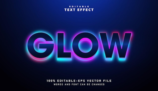 Vecteur effet de texte 3d glow effet de texte modifiable