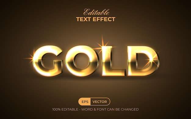 Effet De Texte 3d Gold Style Réaliste Effet De Texte Modifiable