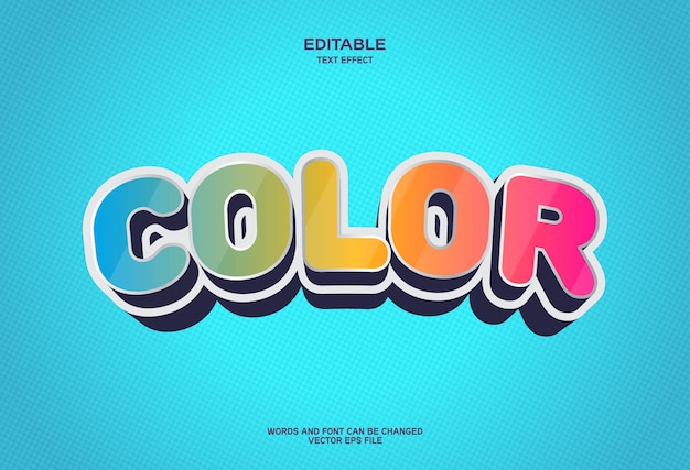 Effet de texte 3d en gras de couleur élégante