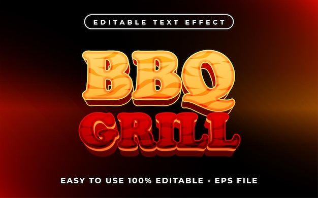 Effet de texte 3D de gril de barbecue texte modifiable pour le titre du modèle