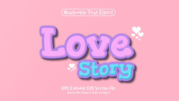 effet de texte 3d histoire d'amour premium modifiable