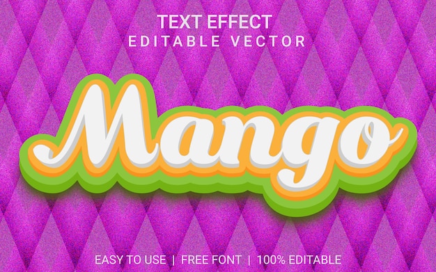 Vecteur effet de texte 3d mangue