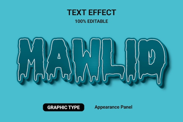 Vecteur effet de texte 3d mawlid