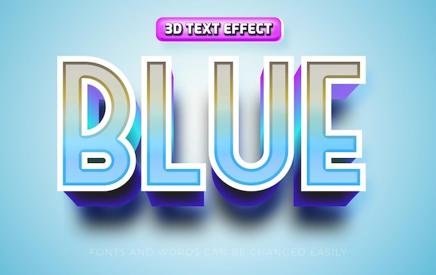 Vecteur effet de texte 3d modifiable bleu doux