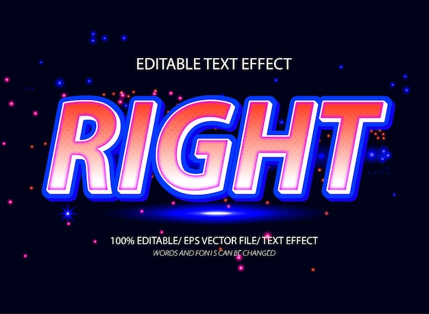 Effet de texte 3D modifiable à droite et style de texte modifiable
