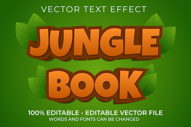 Effet de texte 3d modifiable du livre de la jungle