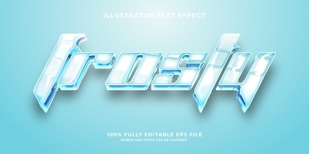 Effet de texte 3D modifiable de glace glacée froide moderne