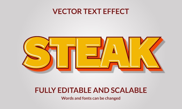 Effet De Texte 3d Modifiable Modèle De Vecteur Steak