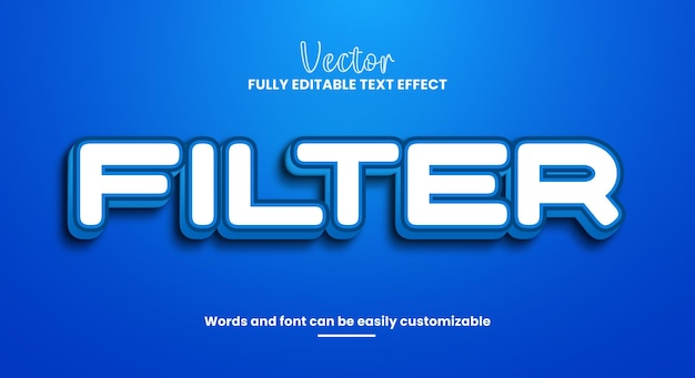 Vecteur effet de texte 3d modifiable par filtre