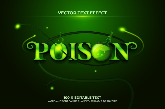 Effet De Texte 3d Modifiable De Poison Avec Le Style De Fond De Branche Verte