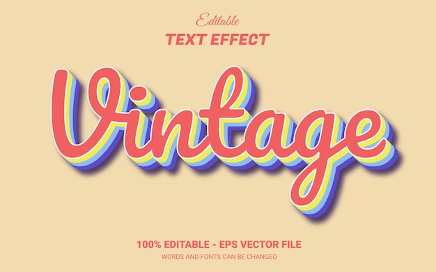 Effet de texte 3d modifiable vintage