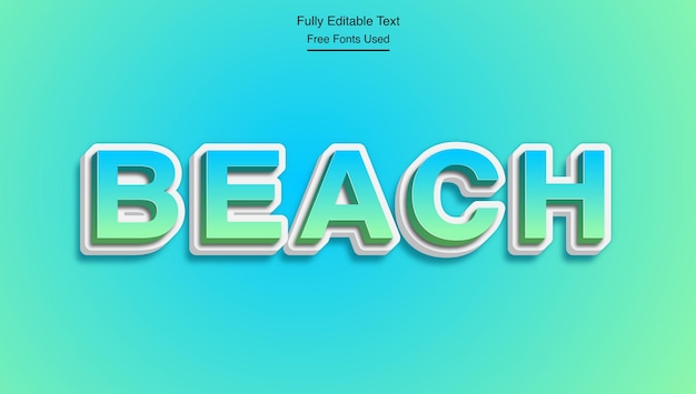 Effet De Texte 3d De Mot De Plage Entièrement Modifiable