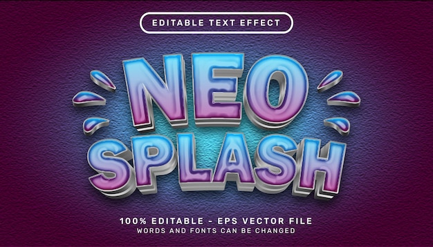 Effet De Texte 3d Neo Splash Et Effet De Texte Modifiable