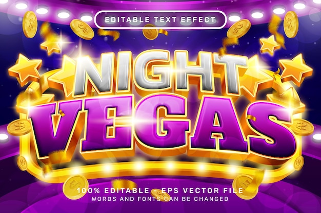 Effet De Texte 3d Night Vegas Et Effet De Texte Modifiable